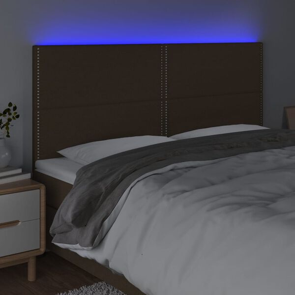 vidaXL T&ecirc;te de lit &agrave; LED Marron fonc&eacute; 160x5x118/128 cm Tissu