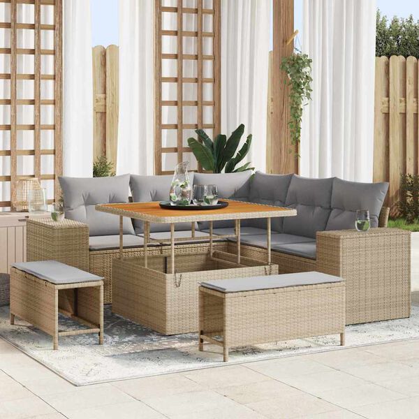 vidaXL Ensemble de canap&eacute; de jardin 8 pcs Beige et Gris clair