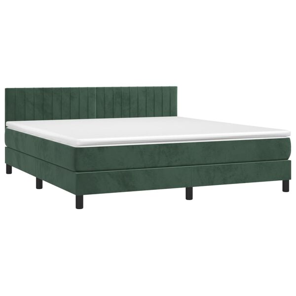 vidaXL Sommier &agrave; lattes de lit et matelas Vert fonc&eacute; 180x200cm Velours