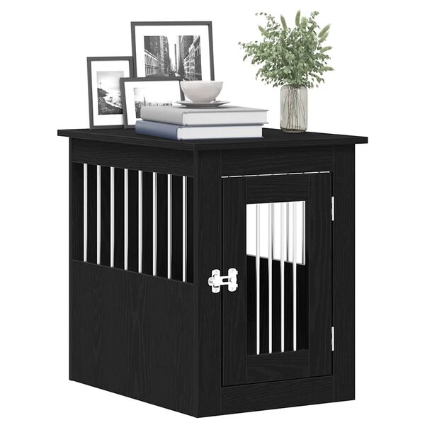 vidaXL Meuble pour cage &agrave; chien en ch&ecirc;ne noir 45 x 62 x 59 cm Bois d'ing&eacute;nierie