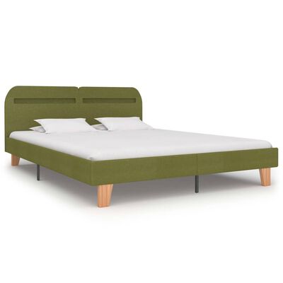 vidaXL Cadre de lit avec LED sans matelas vert tissu 180x200 cm