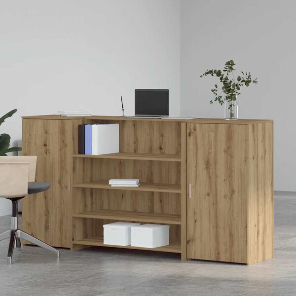 vidaXL Bureau r&eacute;ception ch&ecirc;ne artisanal 200x50x103,5cm bois ing&eacute;nierie