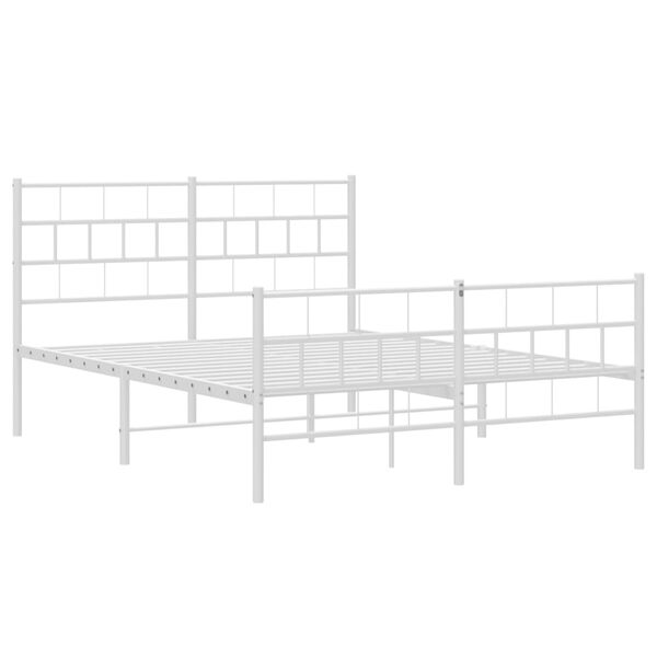 vidaXL Cadre de lit m&eacute;tal sans matelas et pied de lit blanc 160x200 cm