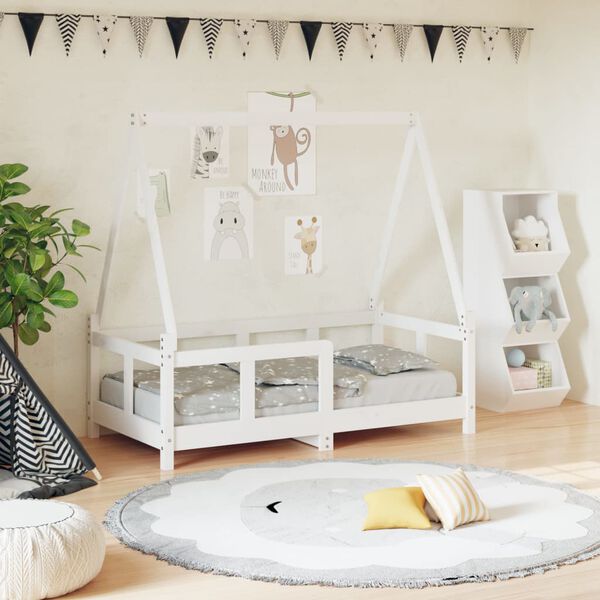 vidaXL Cadre de lit pour enfant blanc 70x140 cm bois de pin massif