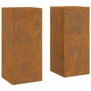 vidaXL Support de Plante 2 pcs Rouill&eacute; 24 x 24 x 55 cm Acier Corten