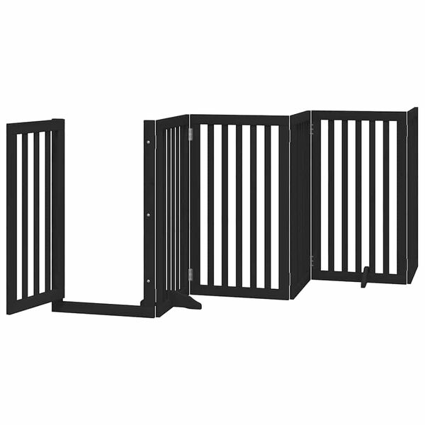 vidaXL Barri&egrave;re pour chien porte pliable 12panneaux noir bois peuplier