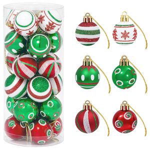 vidaXL Ensemble de boules de No&euml;l 72 pc Rouge, blanc et vert &Oslash; 3 cm