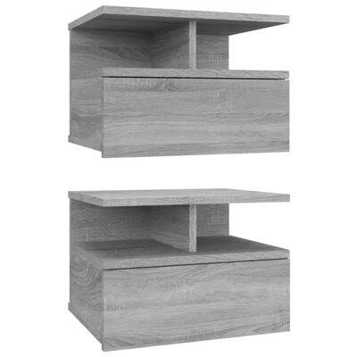 vidaXL Tables de chevet flottantes 2 pcs Sonoma gris 40x31x27 cm