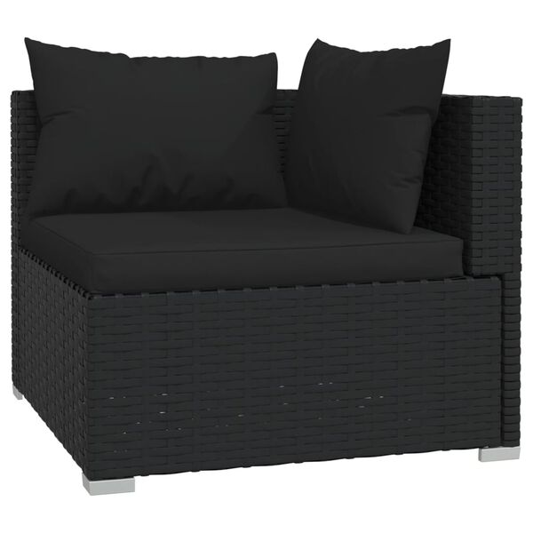 vidaXL Salon de jardin 12 pcs avec coussins r&eacute;sine tress&eacute;e noir