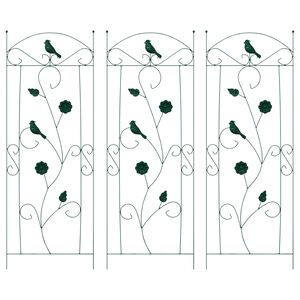 vidaXL Cl&ocirc;ture de jardin 3 pc Vert 110 x 40 cm Acier
