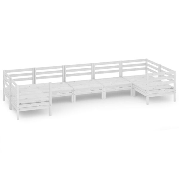 vidaXL Salon de jardin 7 pcs Blanc Bois de pin massif