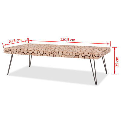 vidaXL Table basse Bois de sapin véritable 120,5 x 60,5 x 35 cm