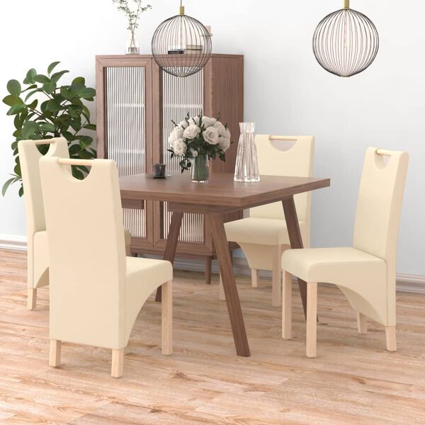 vidaXL Chaises &agrave; manger lot de 4 cr&egrave;me similicuir