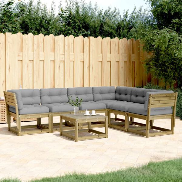 vidaXL Salon de jardin 6 pcs avec coussins bois de pin impr&eacute;gn&eacute;