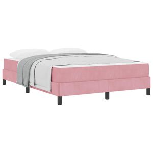 vidaXL Lit &agrave; ressorts avec matelas Rose 160 x 220 cm tissu