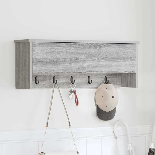 vidaXL Porte-manteau mural avec &eacute;tag&egrave;re Gris Sonoma 80 x 20 x 30 cm