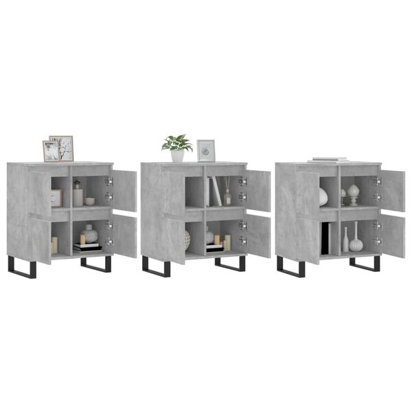 vidaXL Buffets 3 pcs gris b&eacute;ton bois d'ing&eacute;nierie