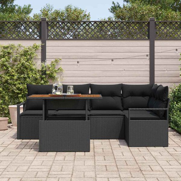 vidaXL Ensemble de salle &agrave; manger pour jardin 6 pcs Noir et Marron