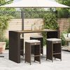 vidaXL Tabourets de bar jardin coussins lot de 4 marron résine tressée