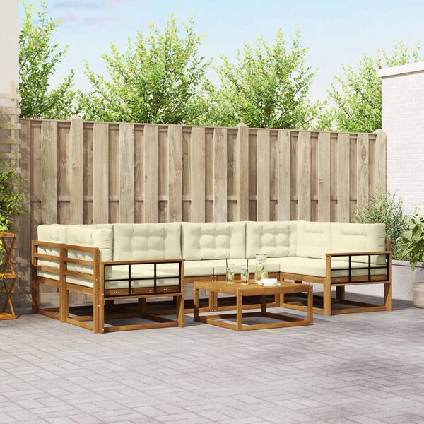vidaXL Ensemble de canap&eacute;s d'ext&eacute;rieur 7 pcs Naturel et Cr&egrave;me