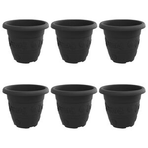 vidaXL Pot &agrave; fleurs rond 6 pcs Noir &Oslash; 26 x 21,5 cm Plastique