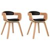 vidaXL Chaises &agrave; manger lot de 2 noir bois courb&eacute; et similicuir