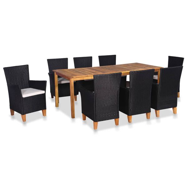 vidaXL Ensemble &agrave; manger d'ext&eacute;rieur 9 pcs R&eacute;sine tress&eacute;e noir marron