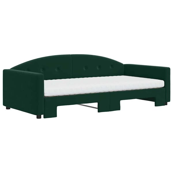 vidaXL Lit de jour et gigogne et matelas vert fonc&eacute; 100x200 cm velours