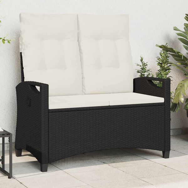 vidaXL Banc de jardin avec oreiller Noir et Cr&egrave;me 105 x 60 x 112 cm