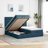 VidaXL Cadre de lit ottoman avec matelas bleu fonc&eacute; 160x200 cm velours