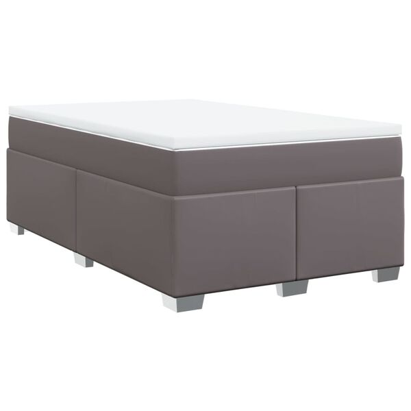 vidaXL Sommier &agrave; lattes de lit avec matelas Gris 120x200 cm Similicuir