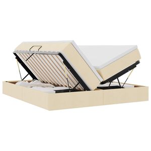 vidaXL Lit avec rangement et matelas Cr&egrave;me 180 x 200 cm Polyester