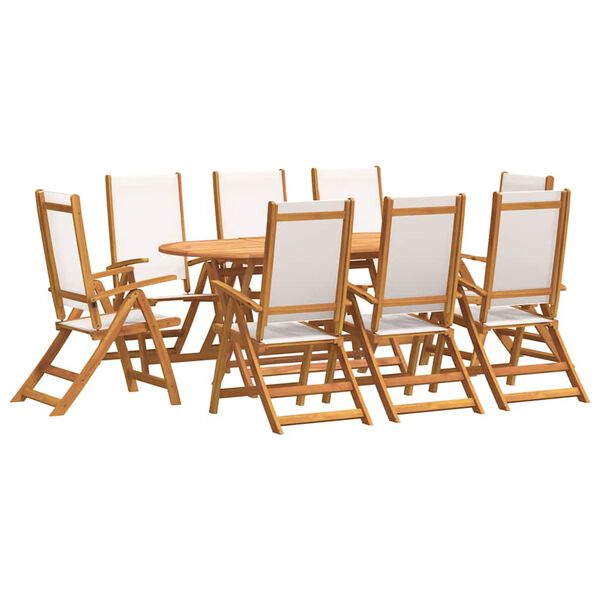 vidaXL Ensemble &agrave; manger de jardin 9pcs bois d'acacia solide textil&egrave;ne