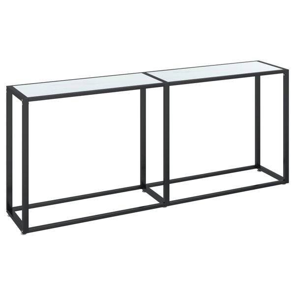 vidaXL Table console Marbre blanc 180x35x75,5 cm Verre tremp&eacute;