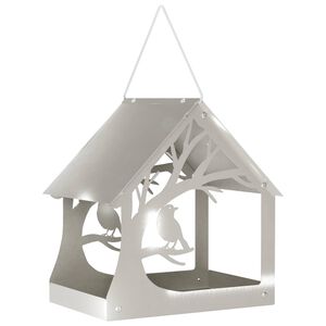 vidaXL Mangeoire &agrave; oiseaux suspendue Acier inoxydable Argent&eacute;