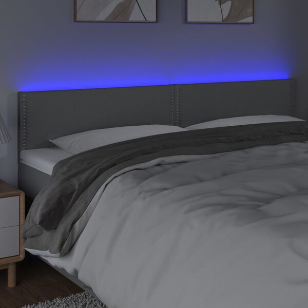 vidaXL T&ecirc;te de lit &agrave; LED Gris clair 160x5x78/88 cm Tissu
