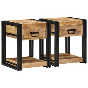 vidaXL Tables de chevet (2 pcs) 40x40x50 cm Bois massif brut de manguier