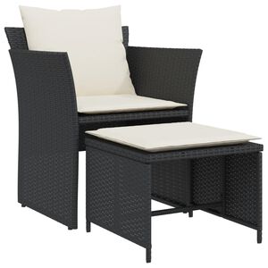 vidaXL Chaise de jardin avec tabouret noir r&eacute;sine tress&eacute;e