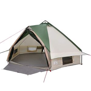 vidaXL Tente Teepee 6 personnes Vert et blanc 431 x 366 x 185 cm