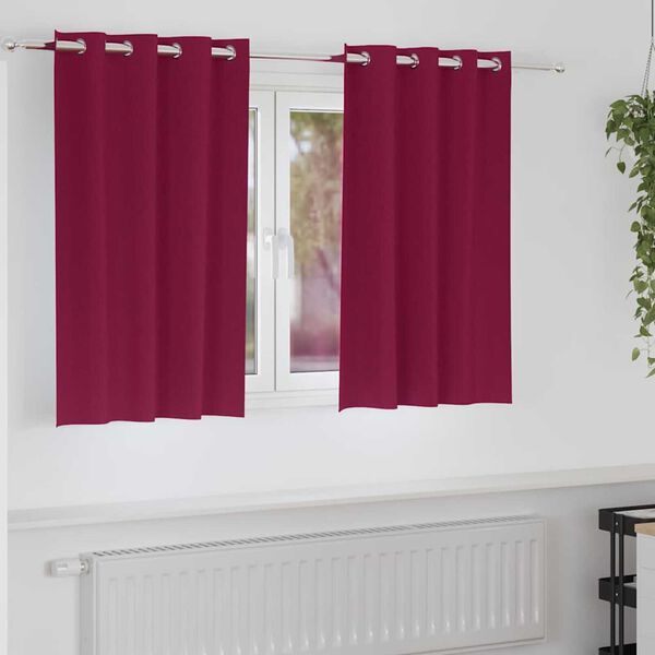 vidaXL Rideaux occultants avec anneaux 2 pcs Bordeaux 140 x 140 cm