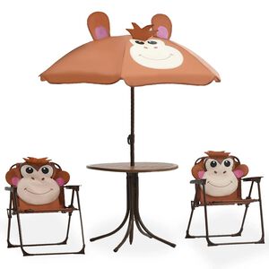 vidaXL Ensemble de bistro avec parasol pour enfants 3 pcs Marron