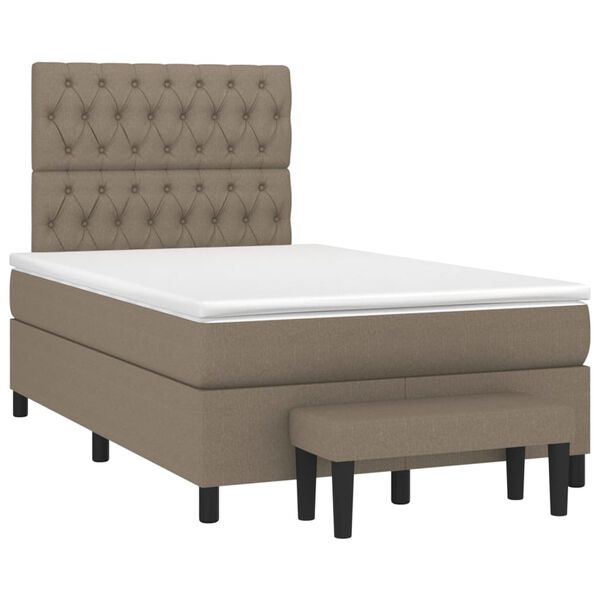 vidaXL Sommier &agrave; lattes de lit avec matelas taupe 120x190 cm tissu