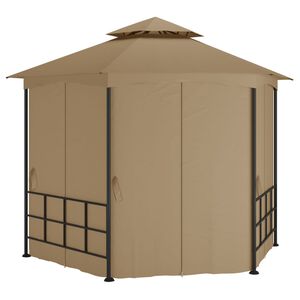 vidaXL Belv&eacute;d&egrave;re avec parois 3,1x2,7 m Taupe
