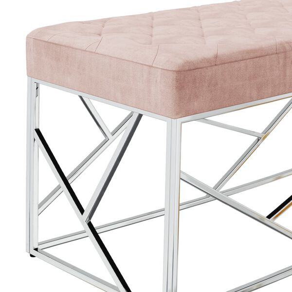 vidaXL Banc 97 cm Rose Tissu de velours et acier inoxydable