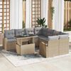vidaXL Ensemble de canap&eacute; de jardin 9 pcs Beige Poly Rattan