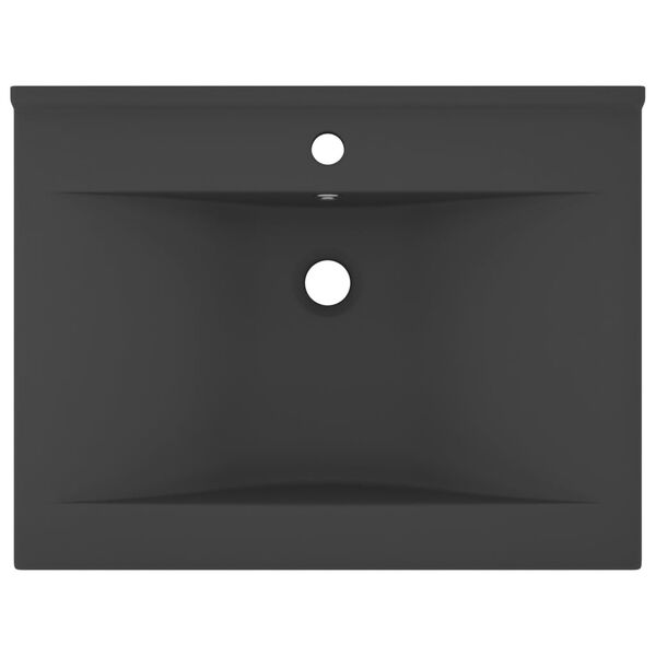vidaXL Lavabo avec trou de robinet Gris fonc&eacute; mat 60x46 cm C&eacute;ramique