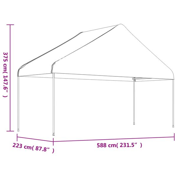 vidaXL Belvédère avec toit blanc 5,88x2,23x3,75 m polyéthylène