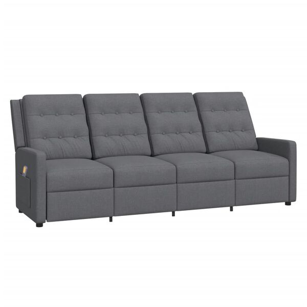 vidaXL Fauteuil de massage inclinable &agrave; 4 places Gris clair Tissu