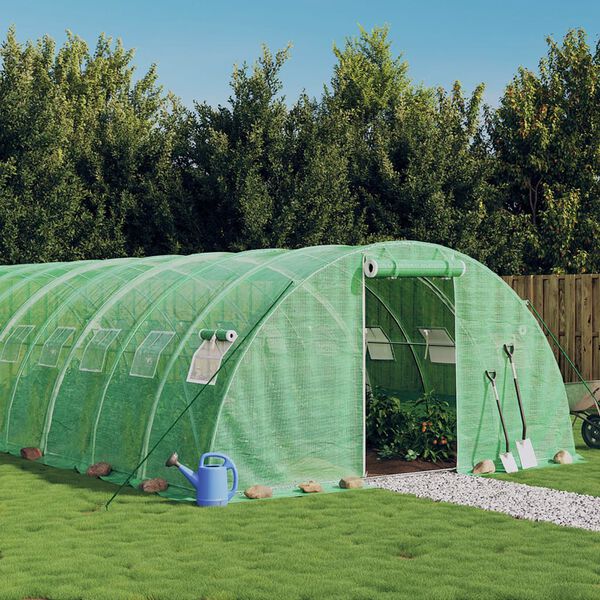 vidaXL Serre avec cadre en acier vert 80 m&sup2; 20x4x2 m