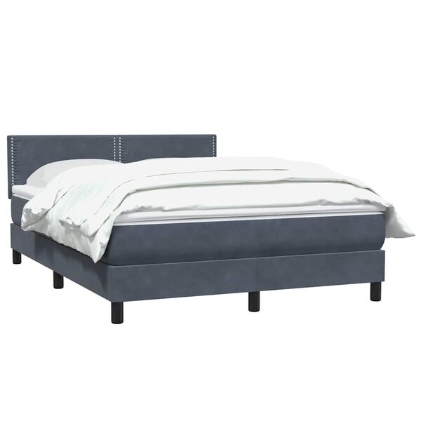 vidaXL Sommier &agrave; lattes de lit et matelas gris fonc&eacute; 160x210cm velours